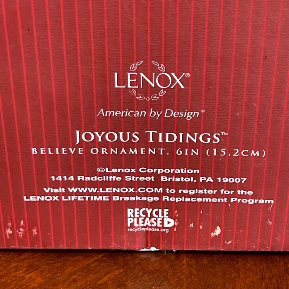 Lenox Glass Angel Ornament Wings & Frosted Joyous Tidings Series  6